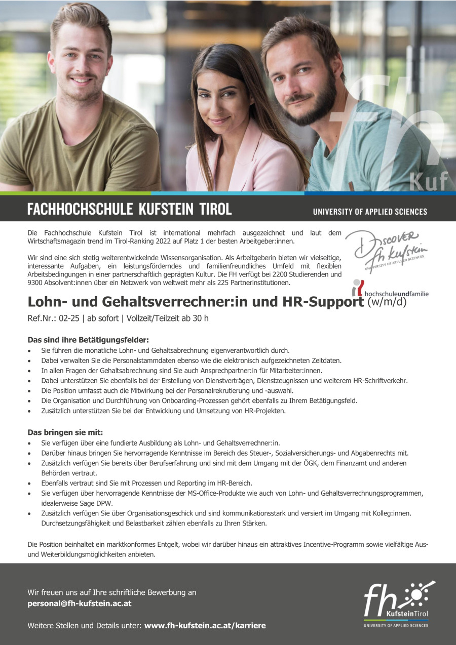 Lohn- und Gehaltsverrechner:in und HR-Support (w/m/d)