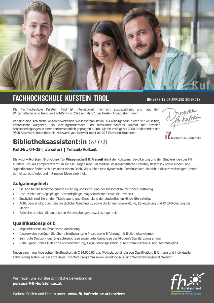 Bibliotheksassistent:in (w/m/d)