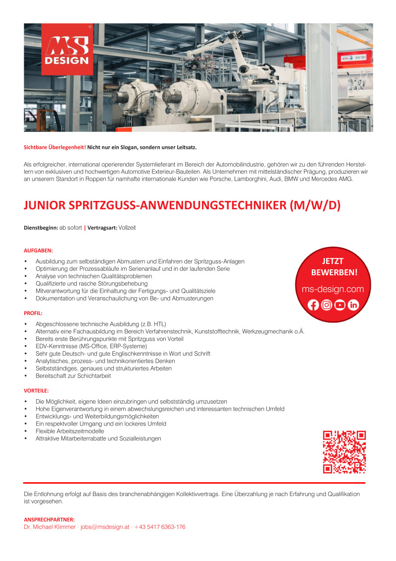 Junior Spritzguss Anwendungstechniker (m/w/d)