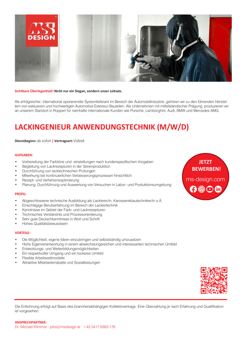 Lackingenieur Anwendungstechnik (m/w/d)