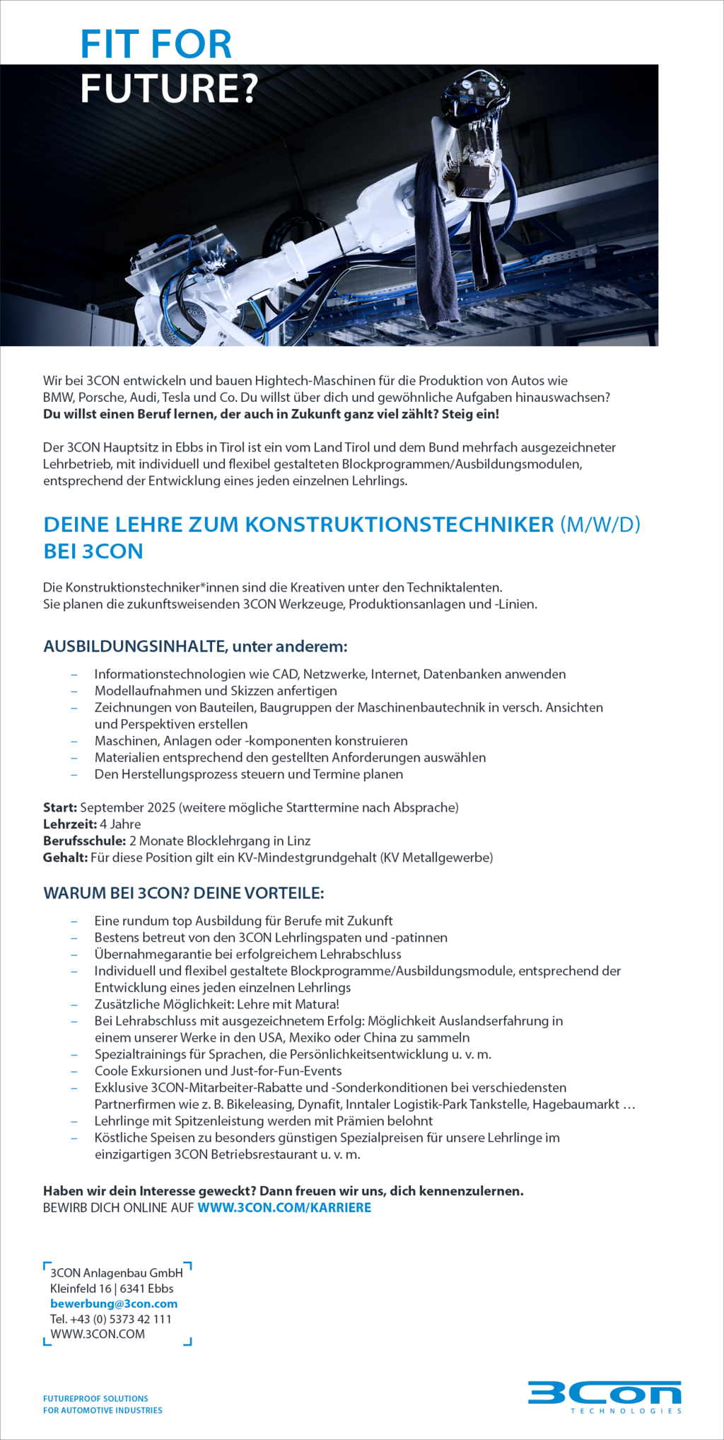 Lehrlinge Konstruktionstechnik (m/w/d)