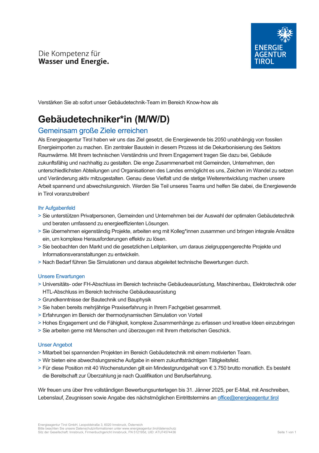 Gebäudetechniker*in (M/W/D)