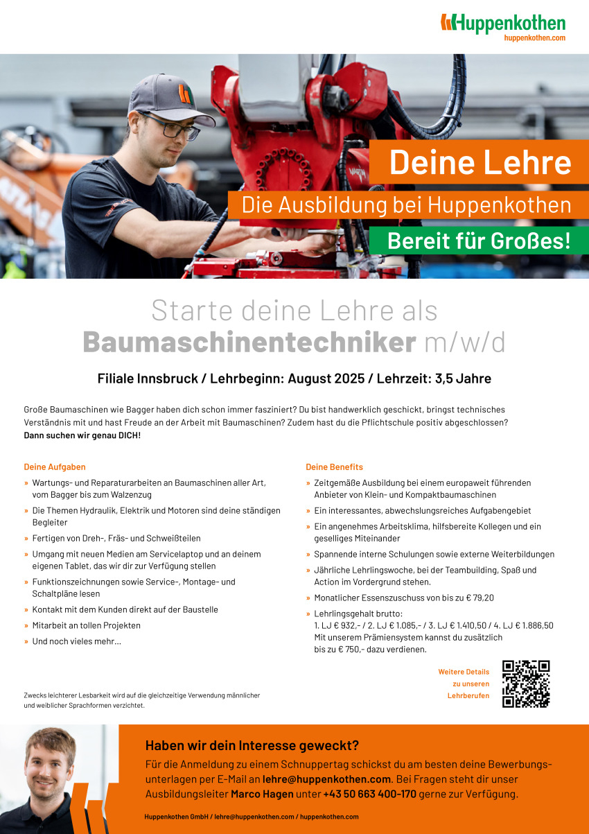 Lehre als Baumaschinentechniker (d/w/m)