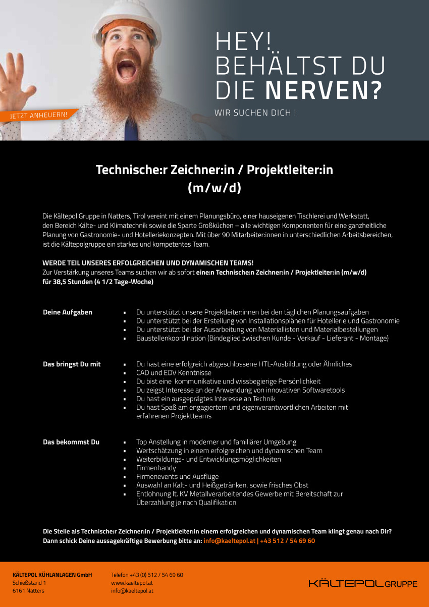 Technische:r Zeichner:in / Projektleiter:in  (Kältetechnik)