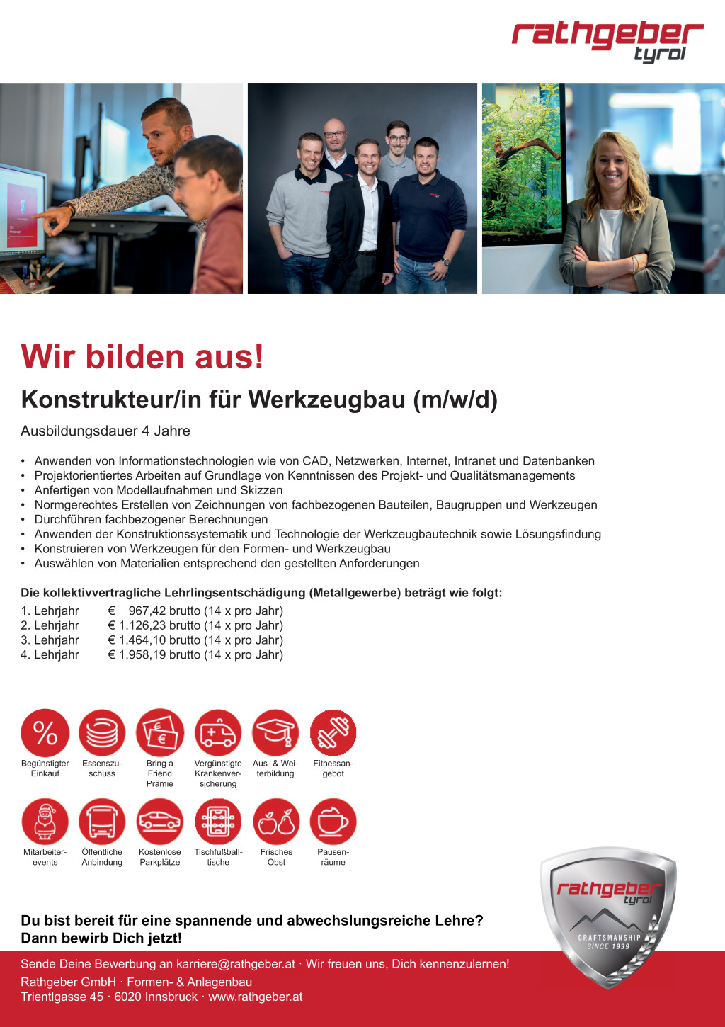 Lehrstelle Konstrukteur/in für Werkzeugbau (m/w/d)