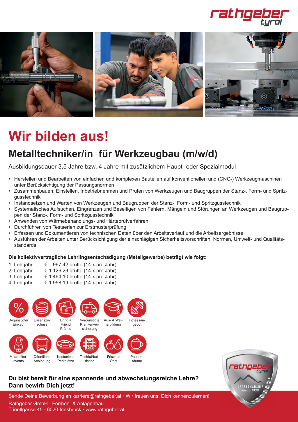 Lehrstelle Metalltechniker/in für Werkzeugbau (m/w/d)